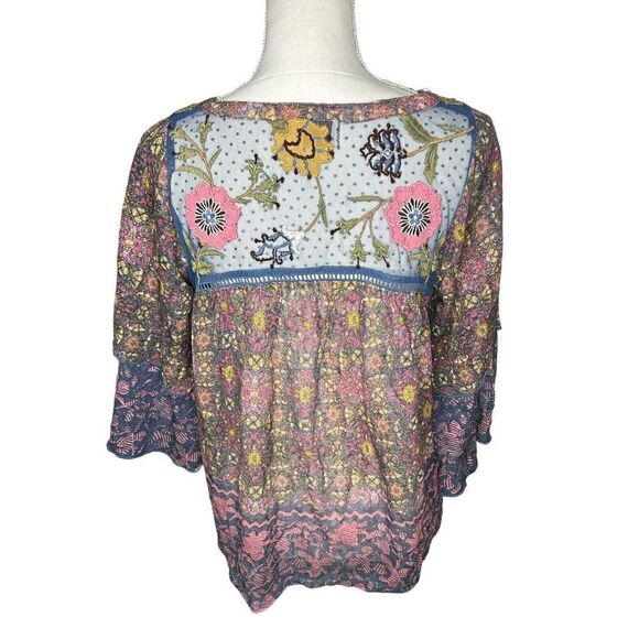 Anthropologie Postmark Ciutadella Embroidered Top Shirt Multi-Color Small Floral - Picture 3 of 5